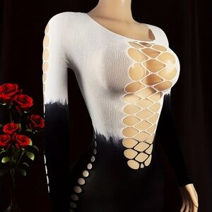 SHEIN Black and White Cutout Mini Dress